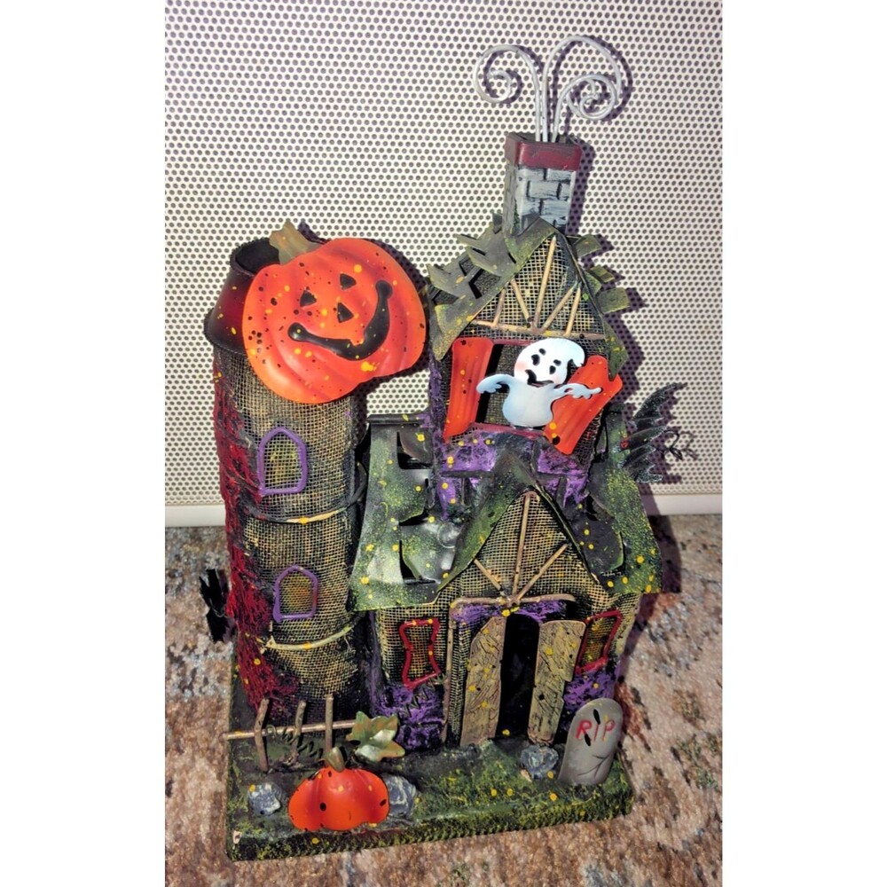 Kohl's Metal Haunted House Tea Light Votive Candle Holder Tower Spooky Halloween